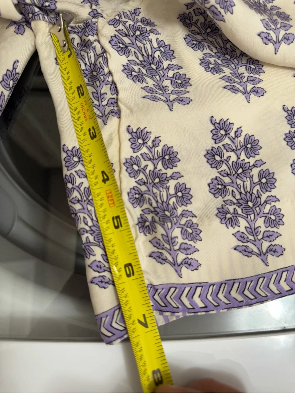J. Crew White Shorts with Lavender Floral Block Print